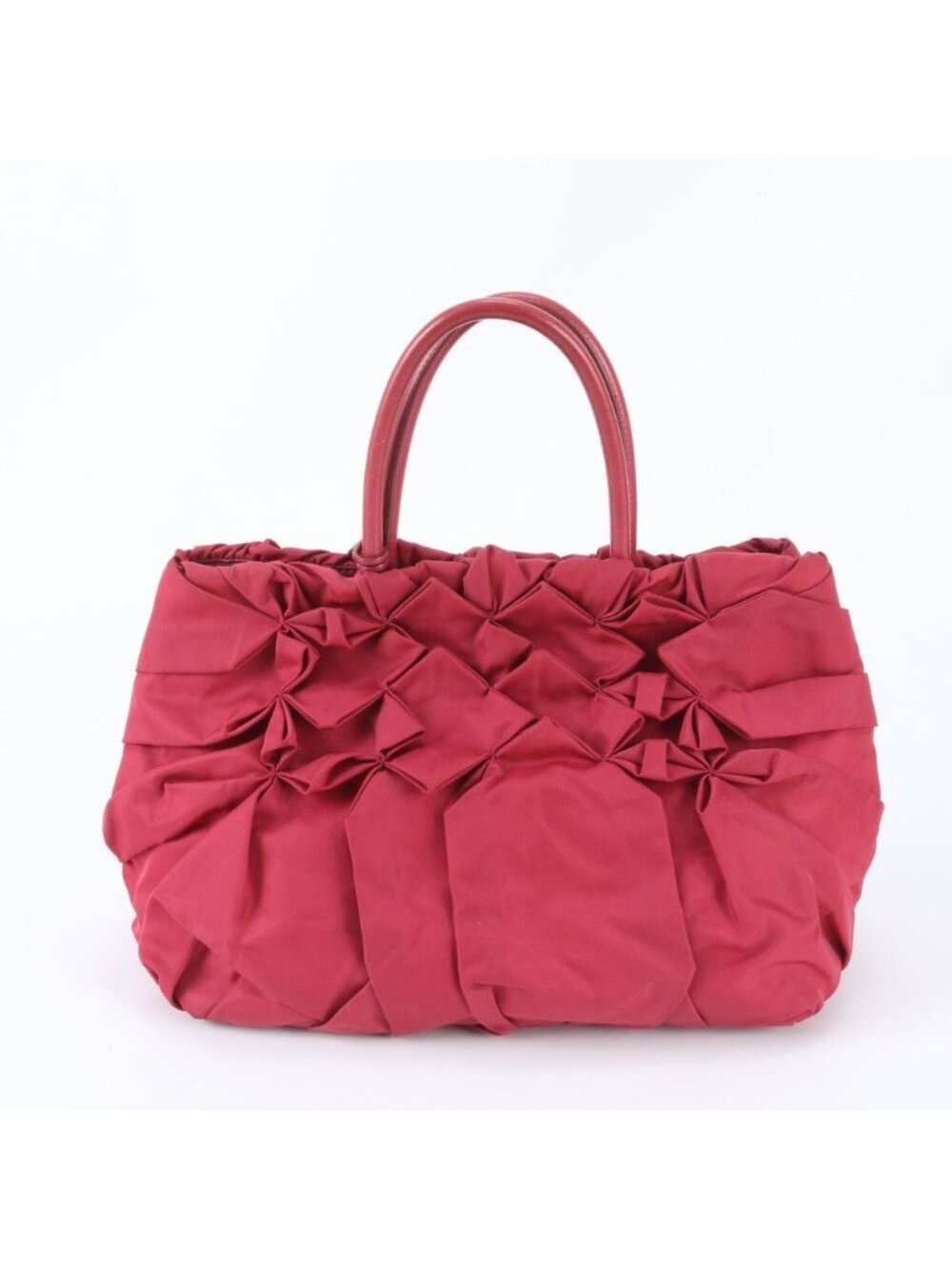 ★SOLD★ Prada Tessuto Nylon Triangle Logo Ruffle Leather Tote Shoulder Hand - Picture 3 of 8